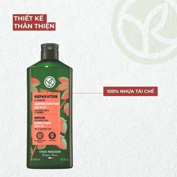 Dầu Gội Phục Hồi Tóc Hư Tổn Yves Rocher Repair Hair Care Restoring Shampoo Sulfate Free 300ml