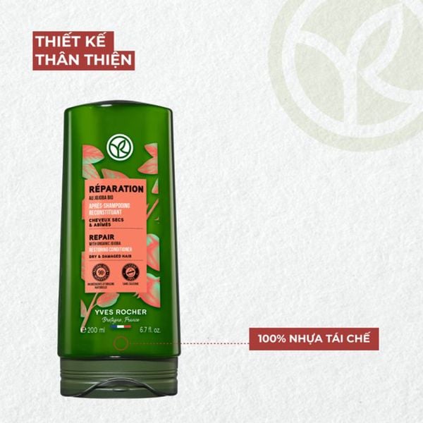 (HSD: 3/2027) Dầu Xả Phục Hồi Tóc Hư Tổn Yves Rocher Repair Hair Care Restoring Conditioner 200ml