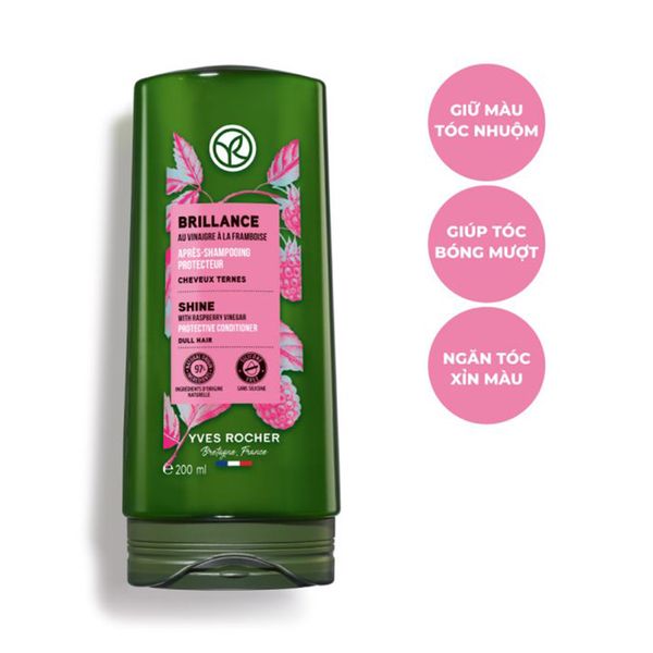 (HSD: 3/2027) Dầu Xả Giữ Màu Cho Tóc Nhuộm Và Giúp Tóc Bóng Mượt Yves Rocher Shine Protective Conditioner 200ml
