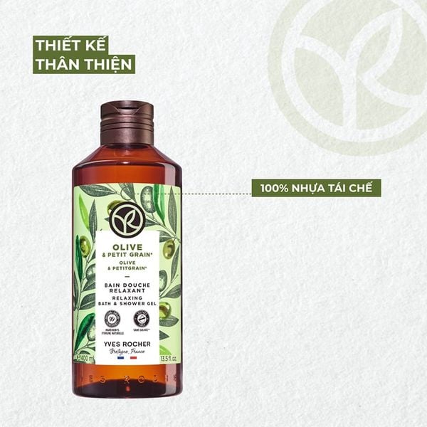 Sữa Tắm Thư Giãn Yves Rocher Hương Oliu Bath & Shower Gel Olive & Petit Grain 400ml