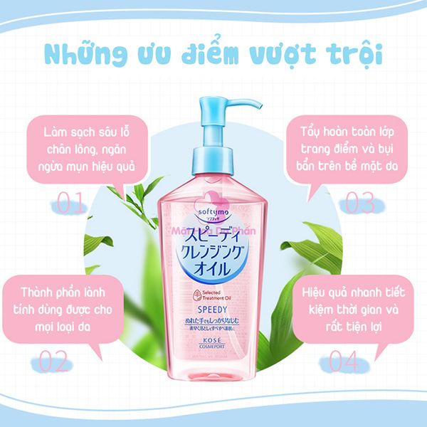 Dầu Tẩy Trang Làm Sạch Sâu  Kose Softymo 230ml (hồng)