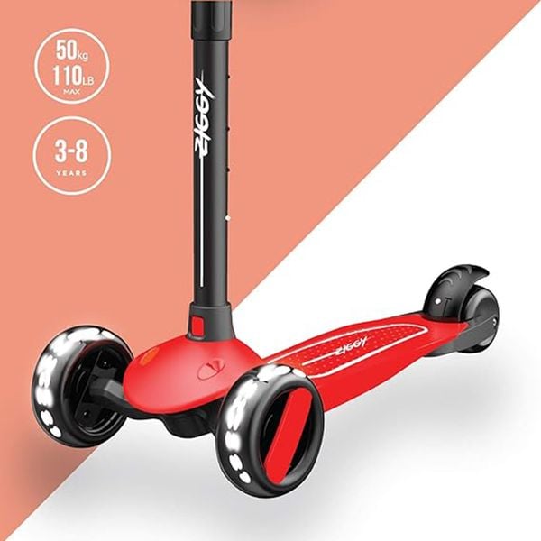 Xe Trượt 3 Bánh Scooter Spartan Ziggy 3-Wheel Tilt Scooter w/LED light - Red ZG-7036