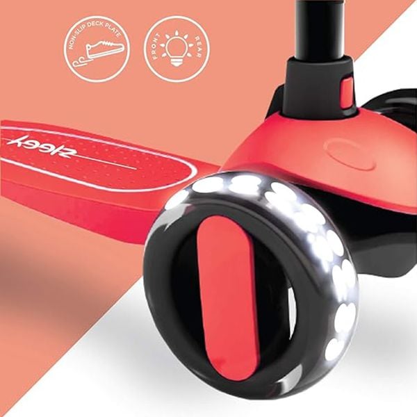 Xe Trượt 3 Bánh Scooter Spartan Ziggy 3-Wheel Tilt Scooter w/LED light - Red ZG-7036
