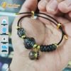 Vòng tay ngũ điếu mix hồ ly ôm hoa mix cỏ 4 lá treo túi thạch anh tóc đen hợp mệnh thủy mộc