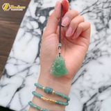  Dây chuyền mặt hồ ly chúa 9 đuôi thủng thạch anh xanh hợp mệnh mộc hỏa, trợ duyên may mắn 
