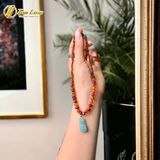  Bộ trang sức amber cho bé vòng tay vòng cổ hổ phách huyết mix tiểu phật lam ngọc bình an 