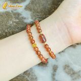  Chuỗi Vòng Tay Đá Thạch Anh Tóc Nâu Cuốn Nhiều Vòng mix Lu Thống charm vàng 10k May Mắn - Tài Lộc - Hợp Mệnh 