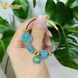  Vòng tay ngũ điếu mix hồ ly và cỏ 4 lá charm vàng treo túi tiền lam ngọc hợp mệnh chiêu tài hút lộc may mắn 