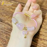  Vòng tay ngũ điếu mix lu thống và hồ ly chúa treo túi tiền đá thạch anh hồng hợp mệnh hỏa thổ trợ duyên tài lộc 