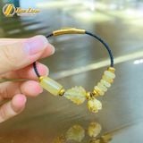  Vòng tay ngũ điếu mix lu thống mix hồ ly chúa treo túi tiền đá thạch anh tóc vàng hợp mệnh kim thổ 