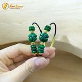  Vòng tay ngũ điếu mix cỏ 4 lá ngọc sơn thủy xanh charm bi cầu vàng 10k tài lộc hợp mệnh may mắn 
