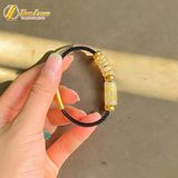  Vòng tay ngũ điếu mix lu thống chạm họa tiết thạch anh tóc vàng hợp mệnh kim thổ tài lộc may mắn 