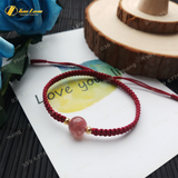  Vòng Chỉ Handmade Hạt Đá Thạch Anh Dâu Tây 