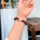  Vòng tay nam nữ phong thủy chuỗi hạt đá mắt hổ nâu đỏ size 12 Li mix charm đầu phật bạc S925 