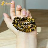  Vòng Tay Đá Mắt Hổ Nâu Vàng 6 Li Chuỗi Cuốn 3 Vòng mix lu thống tài lộc 