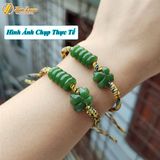  Vòng tay ngũ điếu mix cỏ 4 lá ngọc bích bện chỉ handmade mang lại may mắn bình an 