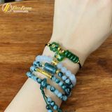  Vòng tay ngũ điếu mix cỏ 4 lá treo túi tiền ngọc bích gắn charm đồng xu vàng 10k tài lộc may mắn 