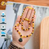  Bộ trang sức amber cho bé vòng hổ phách nhiều màu mix mặt phật di lặc lam ngọc bình an may mắn 
