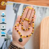  Bộ trang sức amber cho bé vòng hổ phách nhiều màu mix mặt phật di lặc lam ngọc bình an may mắn - Tuệ Lâm 