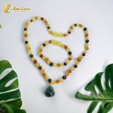  Bộ trang sức amber cho bé vòng hổ phách nhiều màu mix mặt phật di lặc lam ngọc bình an may mắn 
