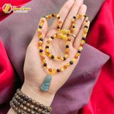  Bộ trang sức amber cho bé vòng hổ phách nhiều màu mix tiểu phật lam ngọc bình an may mắn 