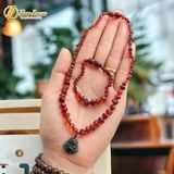  Bộ trang sức amber cho bé vòng tay vòng cổ hổ phách huyết mix phật di lặc lam ngọc bình an 