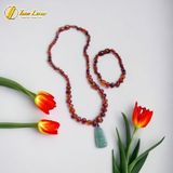  Bộ trang sức amber cho bé vòng tay vòng cổ hổ phách huyết mix tiểu phật lam ngọc bình an - Tuệ Lâm 