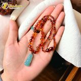  Bộ trang sức amber cho bé vòng tay vòng cổ hổ phách huyết mix tiểu phật lam ngọc bình an 