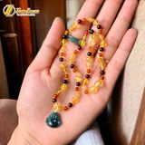  Bộ trang sức amber cho bé vòng hổ phách nhiều màu mix mặt phật di lặc lam ngọc bình an may mắn 