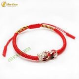  Vòng tay may mắn dây chỉ tây tạng bện ngũ sắc 2 đầu mix  tỳ hưu đổi màu tài lộc hanh thông - Tuệ Lâm 