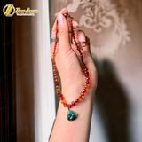  Bộ trang sức amber cho bé vòng tay vòng cổ hổ phách huyết mix phật di lặc lam ngọc bình an 