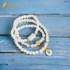 Chuỗi Vòng Tay Bạch Ngọc Cuốn Nhiều Vòng Mix Ngũ Điếu và Charm Cỏ 4 Lá May Mắn - Tài Lộc - Bình An