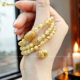  Chuỗi Vòng Tay Đá Thạch Anh Tóc Vàng Cuốn Nhiều Vòng Mix Lu Thống và Túi Tiền Tài Lộc - May Mắn 