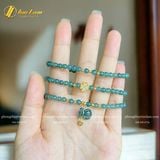  Chuỗi Vòng Tay Lam Ngọc Cuốn Nhiều Vòng Mix Túi Tiền và Charm Cỏ 4 Lá May Mắn - Tài Lộc - Bình An 