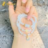  Chuỗi Vòng Tay Bạch Ngọc Cuốn Nhiều Vòng Mix Ngũ Điếu và Charm Cỏ 4 Lá May Mắn - Tài Lộc - Bình An 