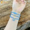  Chuỗi Vòng Tay Đá Aquamarine Cuốn Nhiều Vòng Treo Túi Tiền mix Lu Thống May Mắn - Tài Lộc - Hợp Mệnh 