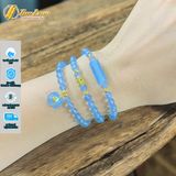  Chuỗi Vòng Tay Đá Aquamarine Cuốn Nhiều Vòng Treo Túi Tiền mix Lu Thống May Mắn - Tài Lộc - Hợp Mệnh 