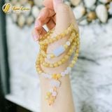  Chuỗi Vòng Tay Đá Thạch Anh Tóc Vàng Cuốn Nhiều Vòng Mix Lu thống Bạch Ngọc charm hoa sen bình an may mắn 