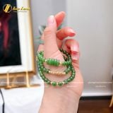  Chuỗi Vòng Tay Ngọc Bích Cuốn Nhiều Vòng Mix Charm Ngũ Điếu và Charm Vàng Khắc Chú Om Mani Padme Hum 