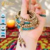Vòng tay hạt trầm hương 6 li mix hoa sen trầm banh lào hạt lam ngọc hợp mệnh may mắn