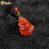  Dây chuyền mặt hồ ly chúa chín đuôi thủng mã não đỏ hợp mệnh thổ hỏa hỗ trợ tình duyên may mắn 