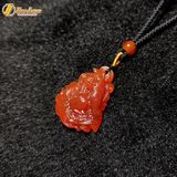  Dây chuyền mặt hồ ly chúa chín đuôi thủng mã não đỏ hợp mệnh thổ hỏa hỗ trợ tình duyên may mắn 