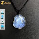  Dây chuyền mặt hồ ly chúa 9 đuôi đá moonstone dáng tròn vọng nguyệt hợp mệnh kim thủy 