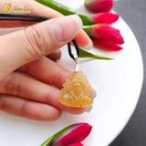  Dây chuyền mặt hồ ly chúa chín đuôi  đá thạch anh tóc vàng hợp mệnh kim, thổ, trợ duyển may mắn 