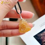  Dây chuyền mặt hồ ly chúa chín đuôi  đá thạch anh tóc vàng hợp mệnh kim, thổ, trợ duyển may mắn 