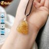 Dây chuyền mặt hồ ly chúa chín đuôi  đá thạch anh tóc vàng hợp mệnh kim, thổ, trợ duyển may mắn