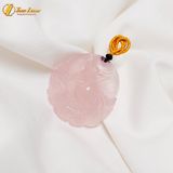 Dây chuyền mặt hồ ly chín đuôi dáng tròn ngắm hoa đá thạch anh hồng hợp mệnh hỏa thổ trợ duyên may mắn 