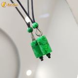  Dây chuyền mặt lu thống ngọc sơn thủy xanh chạm họa tiết hợp mệnh may mắn chiêu tài lộc vạn sự hanh thông 