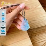  Dây chuyền mặt hồ ly chúa 9 đuôi cuốn dải lụa đá aquamarine hợp mệnh thủy mộc, trợ duyên may mắn - Tuệ Lâm 