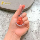  Dây chuyền mặt hồ ly chúa 9 đuôi nhọn ngọc huyết jade hợp mệnh thổ hỏa bọc hạt thóc bạc S925 
